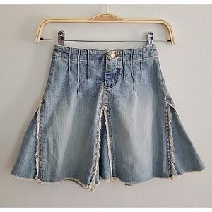 Vintage WildChild Denim A-Line Skirt Girls 6 Frayed Paneled Denim Casual Cowgirl